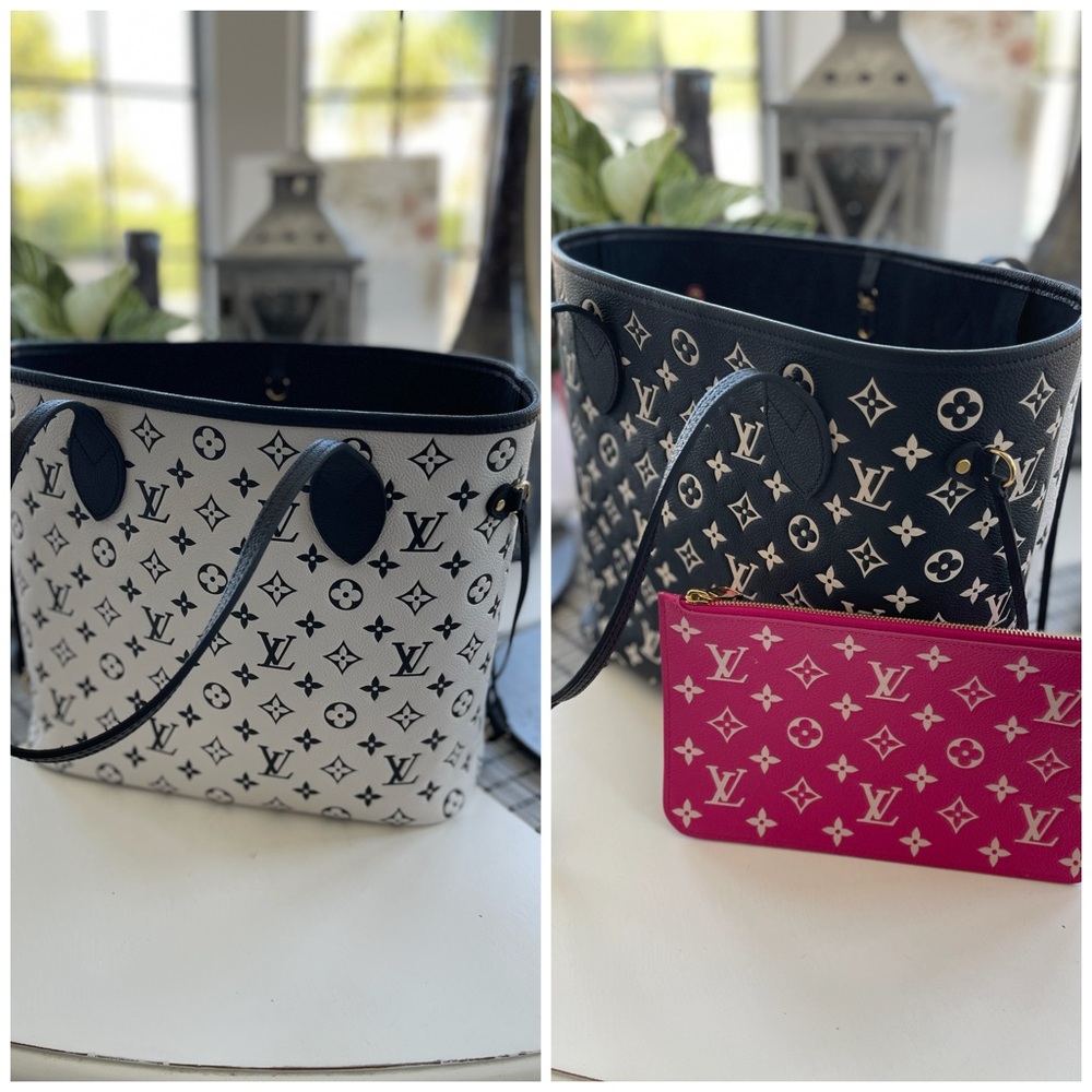 Louis Vuitton Black and Pink Monogram Tote with Pouch